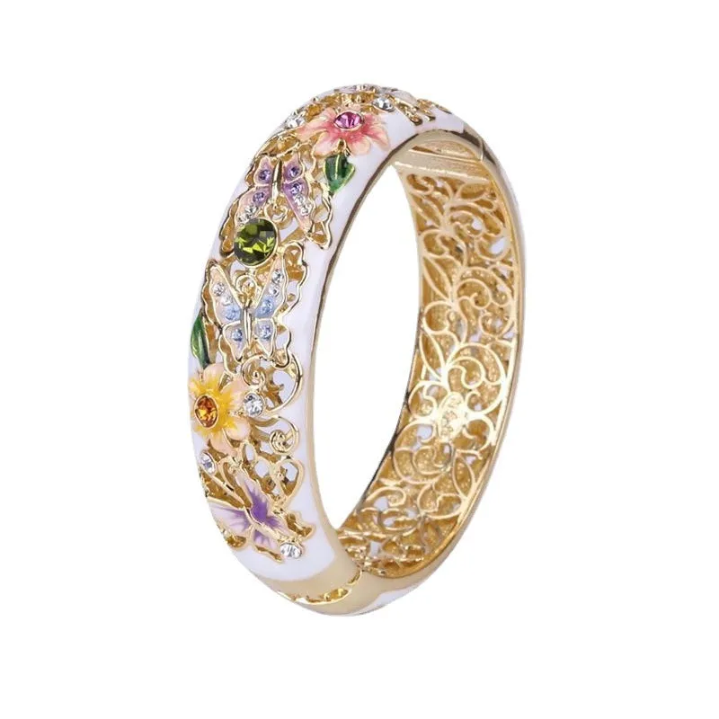 Wholesale Colorful Enamel Butterfly Flower Oil Drop Ring