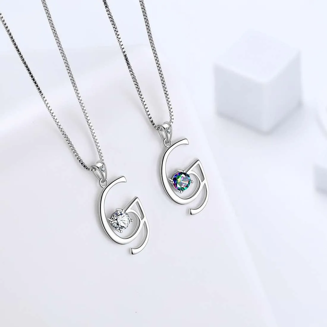 Women Initial G Letter Pendant Necklace Girl Name Jewelry Gift 925 Sterling Silver