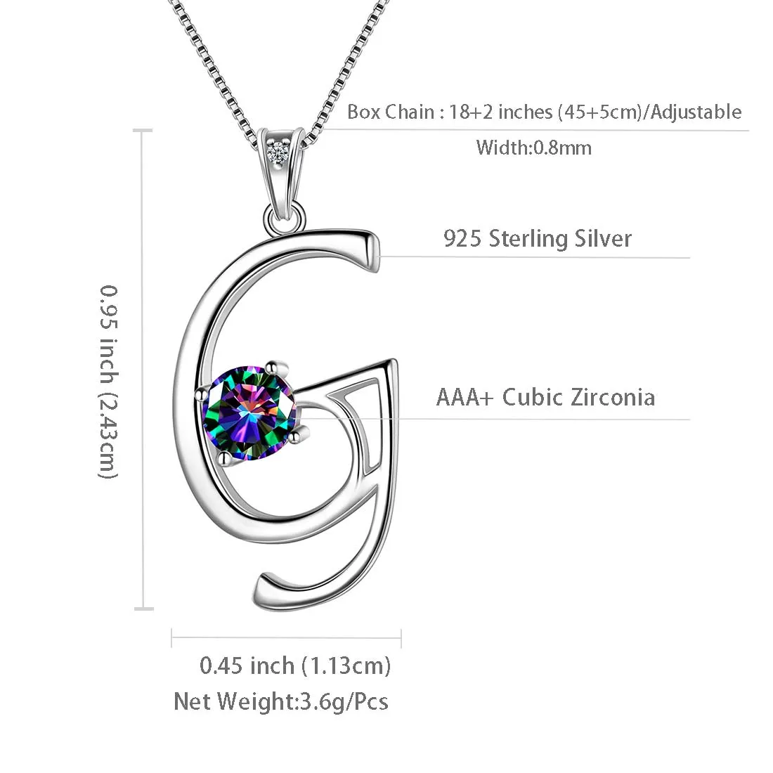 Women Initial G Letter Pendant Necklace Girl Name Jewelry Gift 925 Sterling Silver