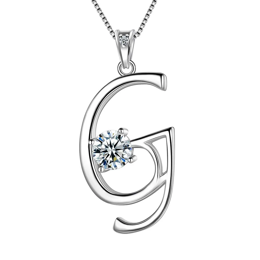 Women Initial G Letter Pendant Necklace Girl Name Jewelry Gift 925 Sterling Silver