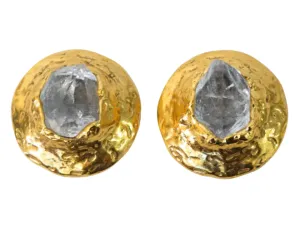 Yves Saint Laurent Raw Quartz Clip Earrings, 1970S