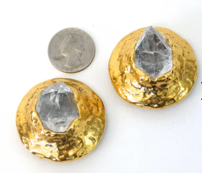Yves Saint Laurent Raw Quartz Clip Earrings, 1970S